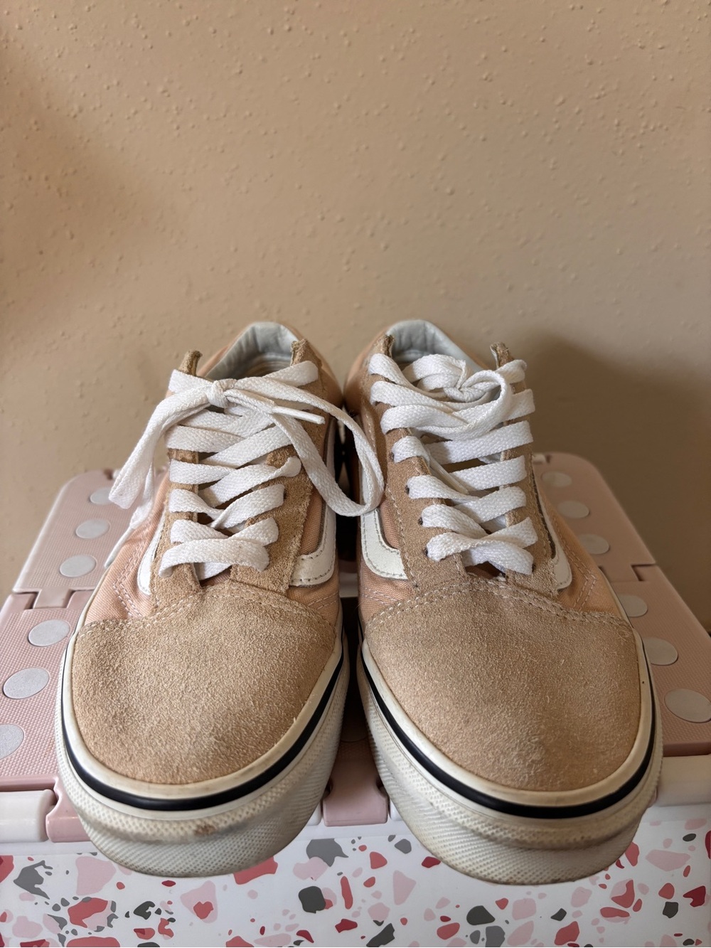 Vans Kids Beige and White Old Skool Sneakers